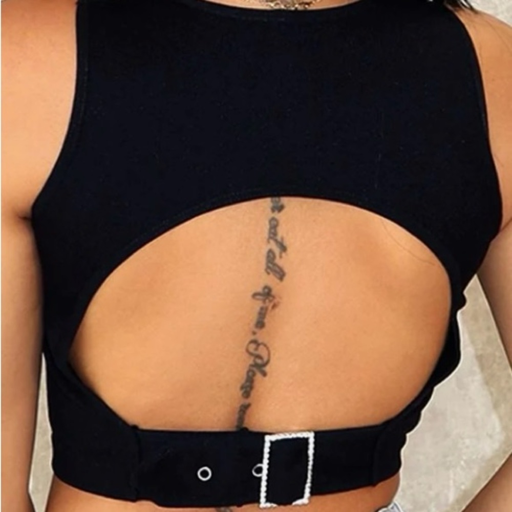 Elegant Black Cut-Out Women's Top